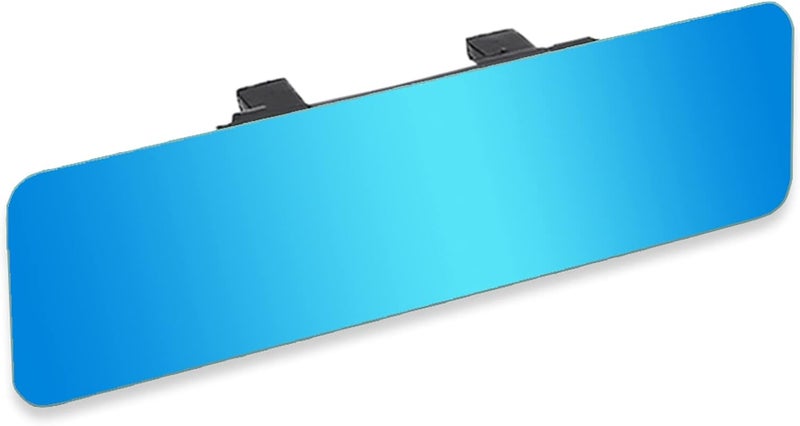 SkycropHD Frameless Anti Glare Rear View Mirror Interior Panoramic Wide Angle Mirror Eliminate Blind Spots for Car SUV Truck – Flat,11.8in (Blue) - Image 1